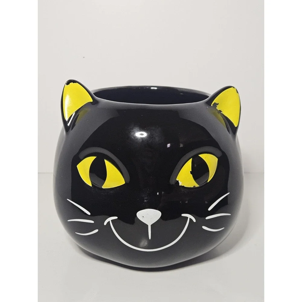 Kookie Kitty Black Cat Candy Bowl Candle Holder Yankee Candle Halloween Friends